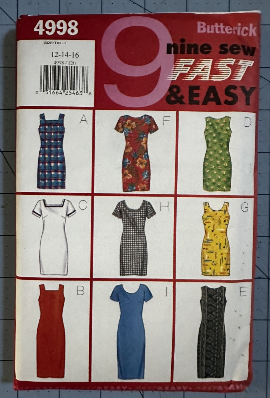 UNCUT Butterick Sewing Pattern 4998 Misses Dress 12 14 16 1997 Fast Easy